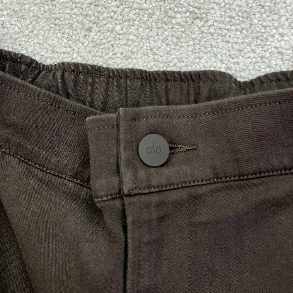 Alo Yoga Women's Wide Leg Trouser Pants Espresso Brown Elastic Back Waist 30x31